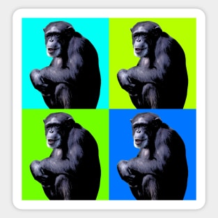 Chimpanzee. Cute Chimp Pop Art. pop art chimp - magical animals Sticker